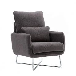 Grey Altay Velvet Leisure Accent Chair by ZIRUWU