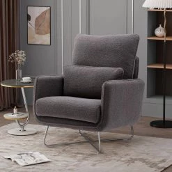 Grey Altay Velvet Leisure Accent Chair by ZIRUWU -ZIRUWU || Prepac Shop gray ziruwu accent chairs zt zqp2ac c3 1000
