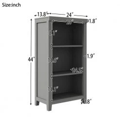 24.00 in. Wide Gray 3 BookcaseOpen Shelf Bookcase Storage Cabinet Nightstand for Bedroom Living room Home,Gray by ZIRUWU -ZIRUWU || Prepac Shop gray ziruwu bookcases bookshelves zzq sja721a05 4f 1000