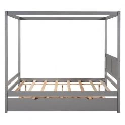 57 in. W Gray Full Frame Canopy Bedwith Trundle,With Slat Support Leg Frame by ZIRUWU 14 57 in. W Gray Full Frame Canopy Bedwith Trundle,With Slat Support Leg Frame by ZIRUWU -ZIRUWU || Prepac Shop gray ziruwu canopy beds zzq yuda7559a 44 1000