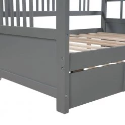 Gray Full Size Daybed Wood Bed with Twin Size Trundle by ZIRUWU -ZIRUWU || Prepac Shop gray ziruwu daybeds zt zqp2db 1f 1000