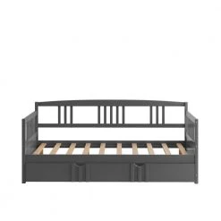 Gray Full Size Daybed Wood Bed with Twin Size Trundle by ZIRUWU -ZIRUWU || Prepac Shop gray ziruwu daybeds zt zqp2db c3 1000