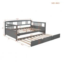 Gray Full Size Daybed Wood Bed with Twin Size Trundle by ZIRUWU -ZIRUWU || Prepac Shop gray ziruwu daybeds zt zqp2db fa 1000