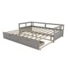 Gray Wooden Twin Daybed with Trundle Bed and Two Storage Drawers by ZIRUWU