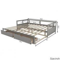 Gray Wooden Twin Daybed with Trundle Bed and Two Storage Drawers by ZIRUWU -ZIRUWU || Prepac Shop gray ziruwu daybeds zt zqp5db c3 1000
