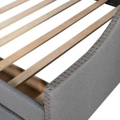 Gray Upholstered Daybed with Two Drawers by ZIRUWU -ZIRUWU || Prepac Shop gray ziruwu daybeds zt zqp8db 1f 1000