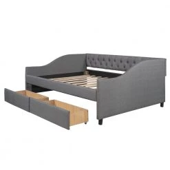 Gray Upholstered Daybed with Two Drawers by ZIRUWU -ZIRUWU || Prepac Shop gray ziruwu daybeds zt zqp8db 4f 1000