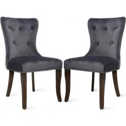 Grey TOPMAX Dining Chair Tufted Armless Chair Upholstered Accent Chair, Set of 4 by ZIRUWU
