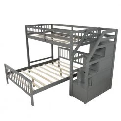 Twin over Full Loft Bed in Gray by ZIRUWU