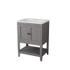 33.6" H X 23.7" W Grey Modern Sleek Bathroom Vanity Elegant Ceramic Sink with Solid Wood Frame Open Style Shelf by ZIRUWU