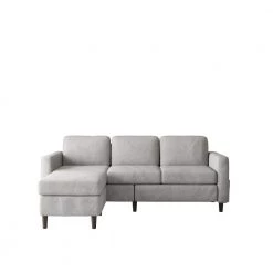 27.5in. W Sectional Sofa 2-Piece L-Shape Linen 3-Seater Couch in Gray with Movable Ottoman for Small Space by ZIRUWU