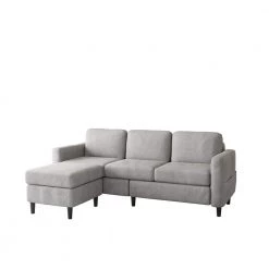 27.5in. W Sectional Sofa 2-Piece L-Shape Linen 3-Seater Couch in Gray with Movable Ottoman for Small Space by ZIRUWU -ZIRUWU || Prepac Shop gray ziruwu sectional sofas zt zqp3sfa fa 1000