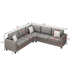 100 in W 3-Piece L Shaped Polyester Sectional Sofa Couch with 3 Pillows Included in Gray by ZIRUWU 10 100 in W 3-Piece L Shaped Polyester Sectional Sofa Couch with 3 Pillows Included in Gray by ZIRUWU -ZIRUWU || Prepac Shop gray ziruwu sectional sofas zt zqp7sfa c3 1000