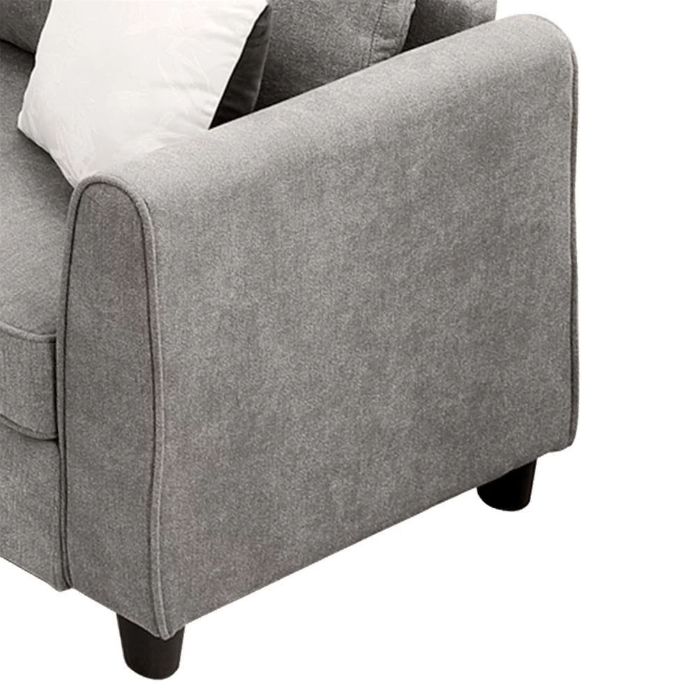 100 in W 3-Piece L Shaped Polyester Sectional Sofa Couch with 3 Pillows Included in Gray by ZIRUWU 2 100 in W 3-Piece L Shaped Polyester Sectional Sofa Couch with 3 Pillows Included in Gray by ZIRUWU - Image 2