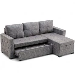 84in. Width Gray 100% Polyester Full Size Sofa Bed by ZIRUWU