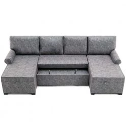 103.5in. Width Gray 100% polyester Full Size Sofa Bed by ZIRUWU