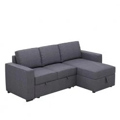 91" Reversible Sleeper Sectional Sofa Bed with Storage in Gray by ZIRUWU