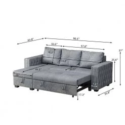 90.5 in. W Gray Reversible Polyester Full SizeSofa Bed With Storage by ZIRUWU -ZIRUWU || Prepac Shop gray ziruwu sofa beds zzq wqy76a 4f 1000