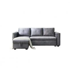 90.5 in. W Gray Reversible Polyester Full SizeSofa Bed With Storage by ZIRUWU -ZIRUWU || Prepac Shop gray ziruwu sofa beds zzq wqy76a c3 1000