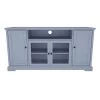 Gray TV Stand for TV up to 65in with 2 Tempered Glass Doors Adjustable Panels Open Style Cabinet by ZIRUWU