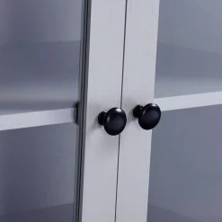 Gray TV Stand for TV up to 65in with 2 Tempered Glass Doors Adjustable Panels Open Style Cabinet by ZIRUWU -ZIRUWU || Prepac Shop gray ziruwu tv stands zt zqp2tvst 76 1000