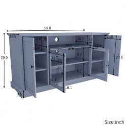 Gray TV Stand for TV up to 65in with 2 Tempered Glass Doors Adjustable Panels Open Style Cabinet by ZIRUWU -ZIRUWU || Prepac Shop gray ziruwu tv stands zt zqp2tvst c3 1000