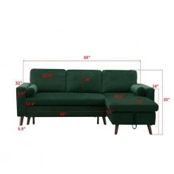88" Reversible Sleeper Sofa Bed in Green by ZIRUWU -ZIRUWU || Prepac Shop green ziruwu sofa beds zzq wqy57a 4f 1000