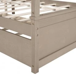 56.5 in. W Light Brown Full Frame Canopy Bedwith Trundle Bed, With Support Slats, No Box Spring Needed Frame by ZIRUWU -ZIRUWU || Prepac Shop light brown ziruwu canopy beds zzq yuda7568a fa 1000