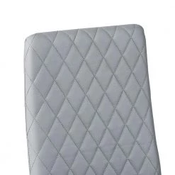 Light Gray Modern Minimalist Dining Chair Fireproof Leather Sprayed Metal Pipe (Set of 4) by ZIRUWU -ZIRUWU || Prepac Shop light gray ziruwu dining chairs zt zqp1dc 4f 1000