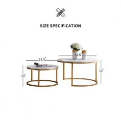 31.5in. Golden Metal Frame with Marble Color Top Coffee Table by ZIRUWU -ZIRUWU || Prepac Shop marble ziruwu coffee tables zt zqpcfz3a 1f 1000