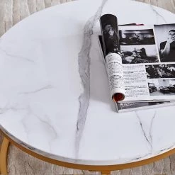 31.5in. Golden Metal Frame with Marble Color Top Coffee Table by ZIRUWU -ZIRUWU || Prepac Shop marble ziruwu coffee tables zt zqpcfz3a 31 1000