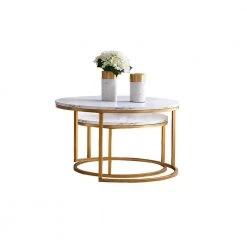 31.5in. Golden Metal Frame with Marble Color Top Coffee Table by ZIRUWU -ZIRUWU || Prepac Shop marble ziruwu coffee tables zt zqpcfz3a c3 1000