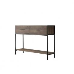 40.6in. Natural Console Table with Two Top Drawers and Open Shelf，Vintage Storage with Sturdy Metal Frame by ZIRUWU -ZIRUWU || Prepac Shop natural ziruwu console tables zqp sn2cta 1f 1000