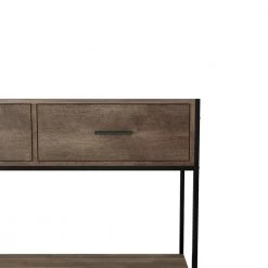 40.6in. Natural Console Table with Two Top Drawers and Open Shelf，Vintage Storage with Sturdy Metal Frame by ZIRUWU -ZIRUWU || Prepac Shop natural ziruwu console tables zqp sn2cta 4f 1000