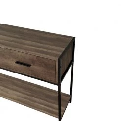 40.6in. Natural Console Table with Two Top Drawers and Open Shelf，Vintage Storage with Sturdy Metal Frame by ZIRUWU -ZIRUWU || Prepac Shop natural ziruwu console tables zqp sn2cta c3 1000