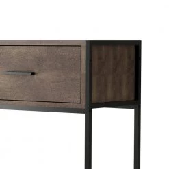 40.6in. Natural Console Table with Two Top Drawers and Open Shelf，Vintage Storage with Sturdy Metal Frame by ZIRUWU -ZIRUWU || Prepac Shop natural ziruwu console tables zqp sn2cta fa 1000