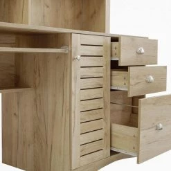 59.06 in. W Antiqued Oak finish Home Office Computer Desk with Hutch by ZIRUWU -ZIRUWU || Prepac Shop oak ziruwu computer desks zt zqp11cd 1f 1000