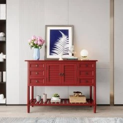 45.28 in. W Red Standard Rectangle Wood Console Table by ZIRUWU -ZIRUWU || Prepac Shop red ziruwu console tables zzq wqy27a 31 1000