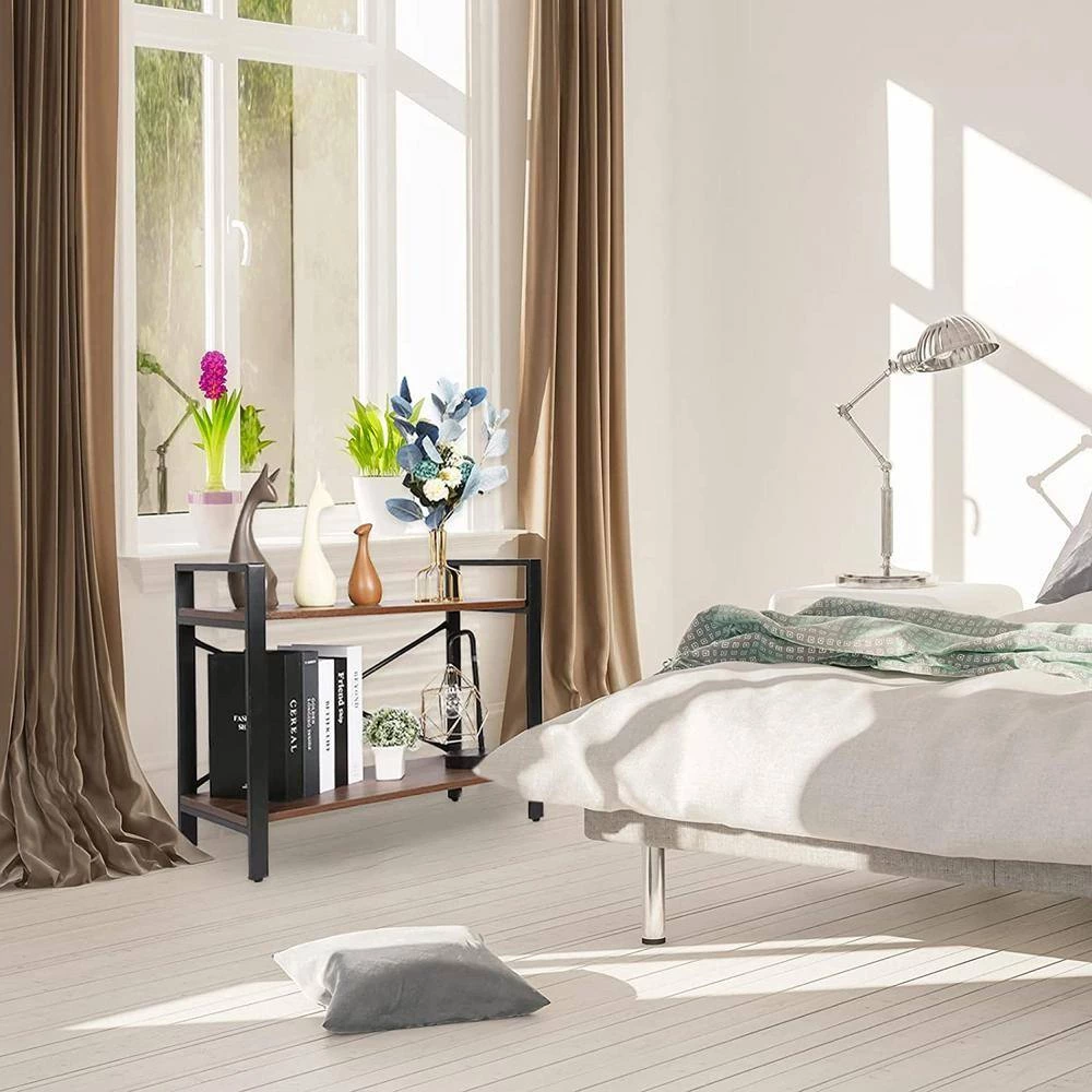 23.6 in. Wide Rustic Brown 2 Bookcasewith Open Shelves,Double Layer Wooden Shelf by ZIRUWU 5 23.6 in. Wide Rustic Brown 2 Bookcasewith Open Shelves,Double Layer Wooden Shelf by ZIRUWU - Image 5