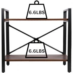 23.6 in. Wide Rustic Brown 2 Bookcasewith Open Shelves,Double Layer Wooden Shelf by ZIRUWU