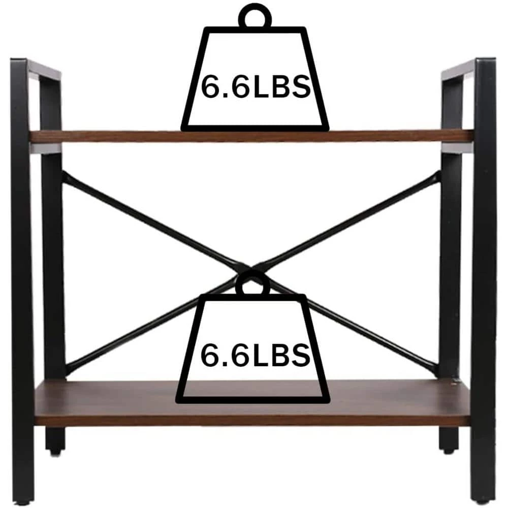 23.6 in. Wide Rustic Brown 2 Bookcasewith Open Shelves,Double Layer Wooden Shelf by ZIRUWU 1 23.6 in. Wide Rustic Brown 2 Bookcasewith Open Shelves,Double Layer Wooden Shelf by ZIRUWU