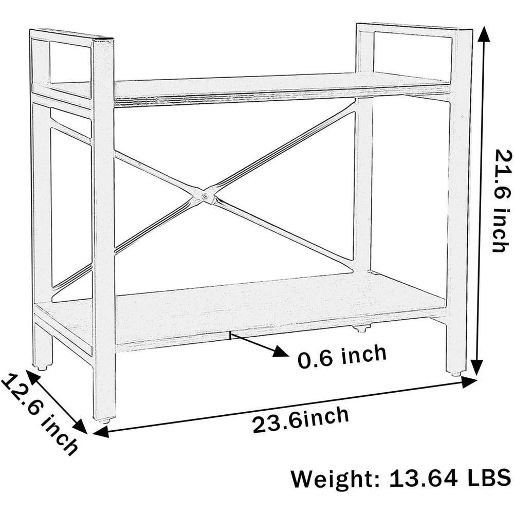 23.6 in. Wide Rustic Brown 2 Bookcasewith Open Shelves,Double Layer Wooden Shelf by ZIRUWU 3 23.6 in. Wide Rustic Brown 2 Bookcasewith Open Shelves,Double Layer Wooden Shelf by ZIRUWU - Image 3
