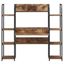 59.80 in. Wide Tiger 8 Bookcasewith Storage Hutch and double bookcase,Computer Workstation with Storage Bookshelf by ZIRUWU