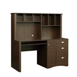 59.06 in. W Walnut Home Office Computer Desk with Hutch by ZIRUWU -ZIRUWU || Prepac Shop walnut ziruwu computer desks zt zqp9cd 76 1000