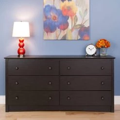 Sonoma 6-Drawer Washed Black Dresser by Prepac
