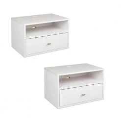 Hanging 2-Piece White 1-Drawer Nightstand Bedroom Set by Prepac