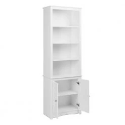 80 in. White Wood 6-shelf Standard Bookcase with Doors by Prepac