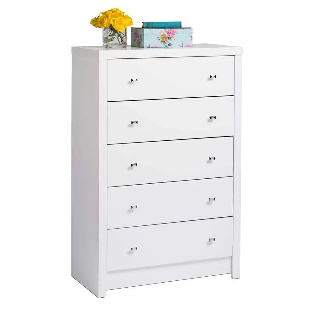 Calla 5-Drawer White Chest of Drawers by Prepac 2 Calla 5-Drawer White Chest of Drawers by Prepac - Image 2