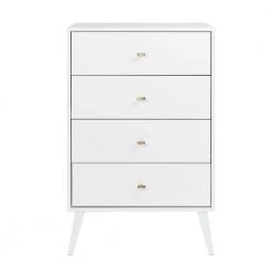 4-Drawer White Milo Mid Century Modern Chest by Prepac