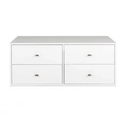 Milo 4-Drawer White Floating Dresser 17.25 in. H x 42.25 in. W x 16 in. D by Prepac -ZIRUWU || Prepac Shop white prepac dressers wdbw 1412 1 c3 1000